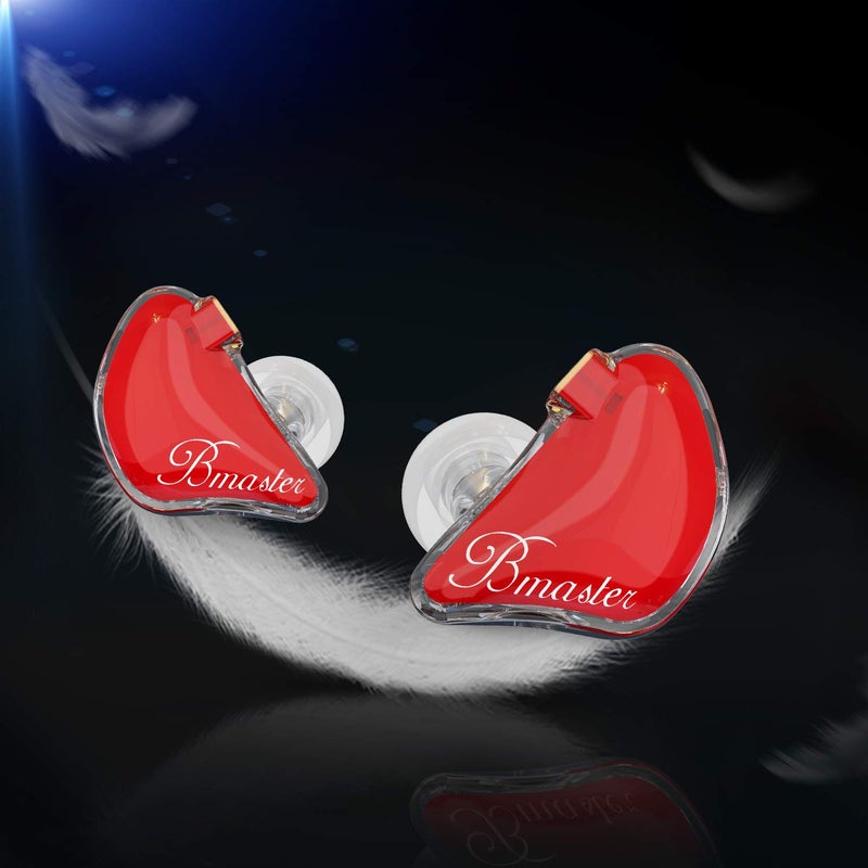 BASN Bmaster in Ear Monitor Musician Headphones Triple Drivers Dynamic Earbuds Sound Isolating Earphones with Two Detachable Audio & Mic Cables (Red) - Image 3
